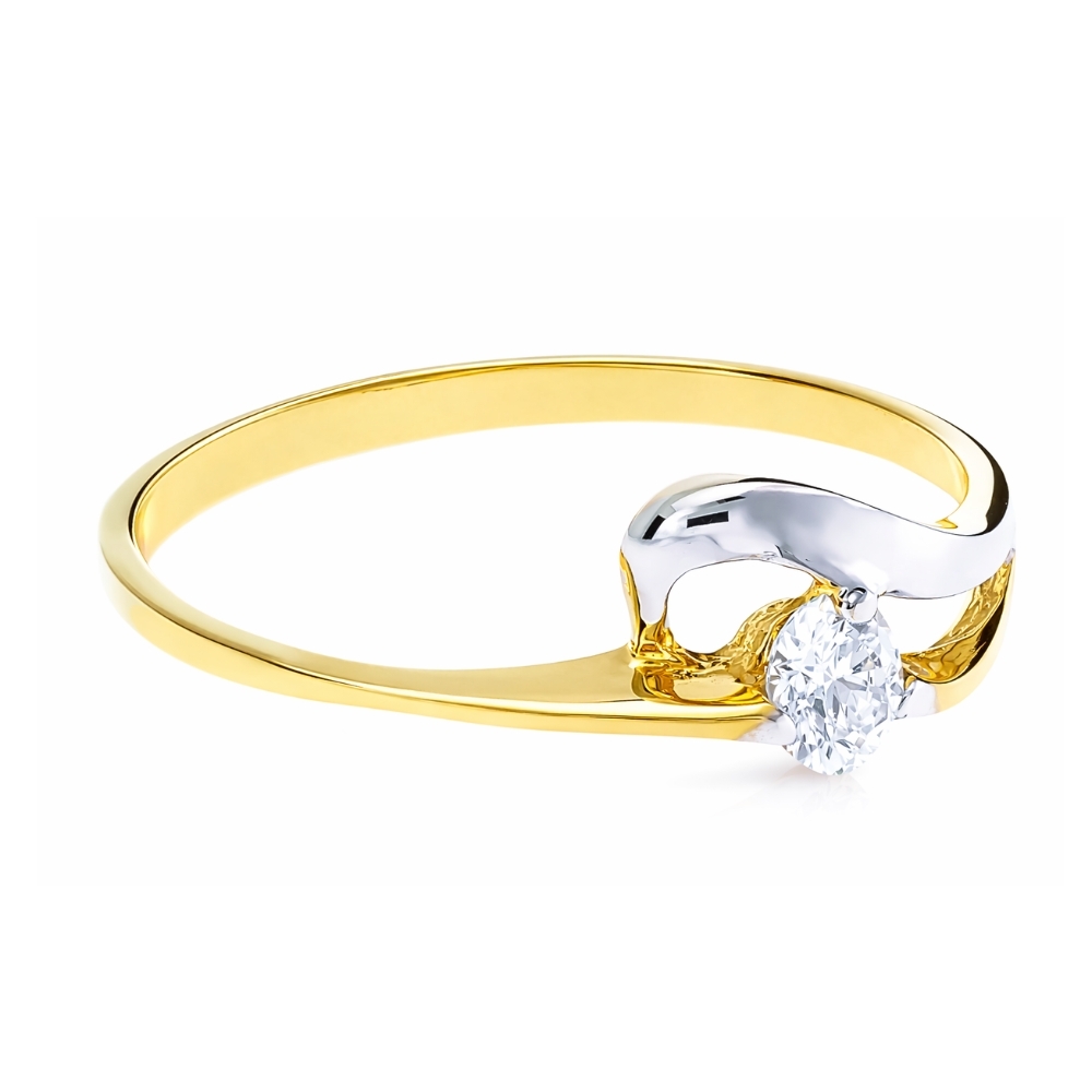 Goldener Ring Zirkonia Eyelet Wave