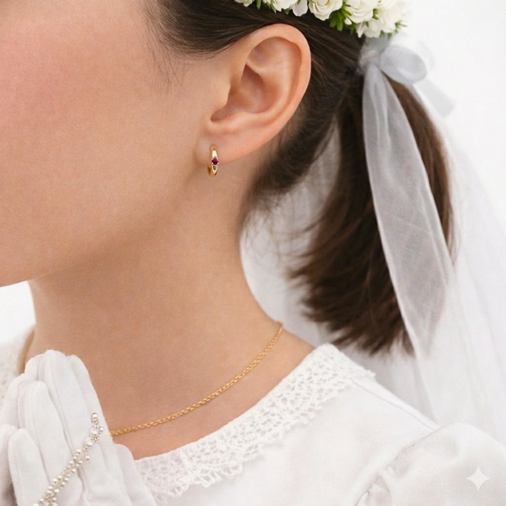 copy of Złote kolczyki dla dziewczynki 585 Komunia Chrzest Prezent