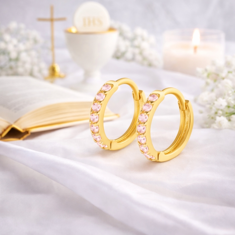 copy of Princess Sparkle Gold Ohrringe Rosa Steine 585