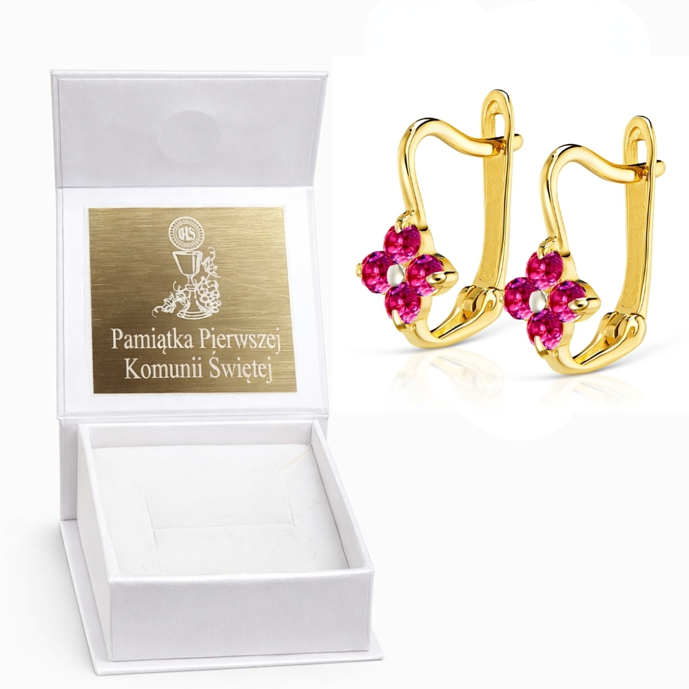 copy of Kolczyki złote dla dziewczynki próba 333 rubinowe cyrkonie na angielskim zapięciu