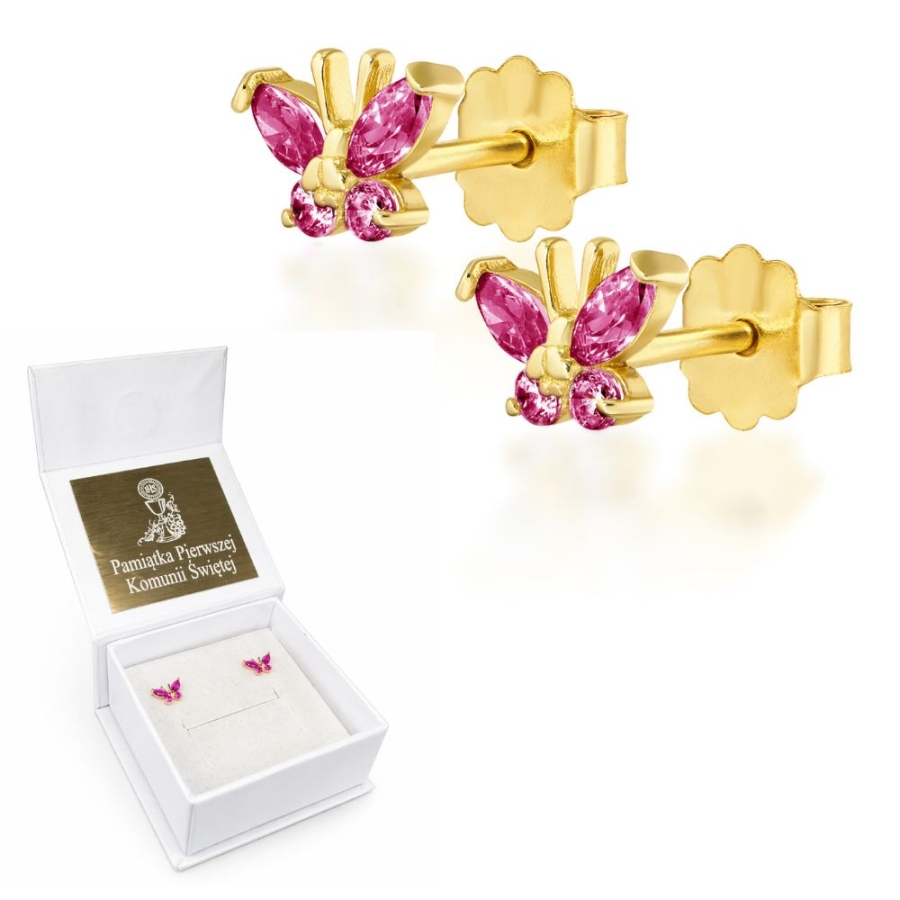Goldene Ohrringe BUTTERFLIES hellrosa K1.158rr| ergold