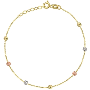 Bransoletka kuleczki diamentowane w trzech kolorach złota