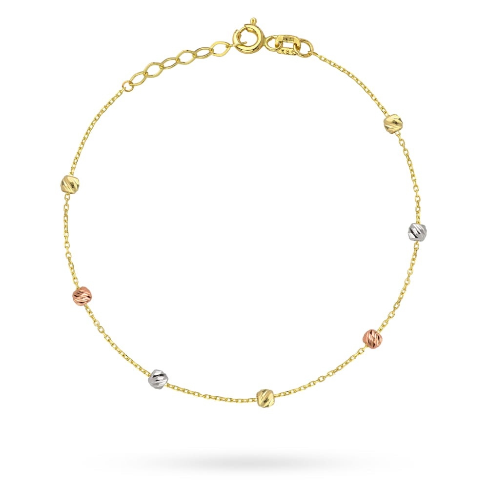 Bransoletka kuleczki diamentowane w trzech kolorach złota