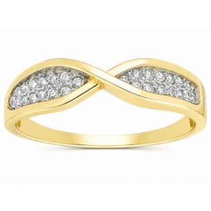 Pierścionek złoty przeplatany wzór cyrkonie P3.1562 | ERgold