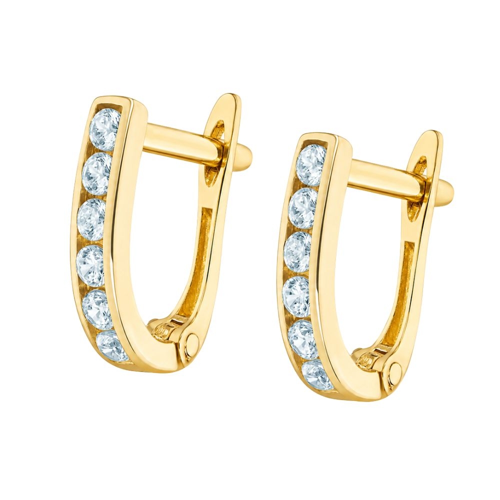 Złote kolczyki fioletowe kamienie 585