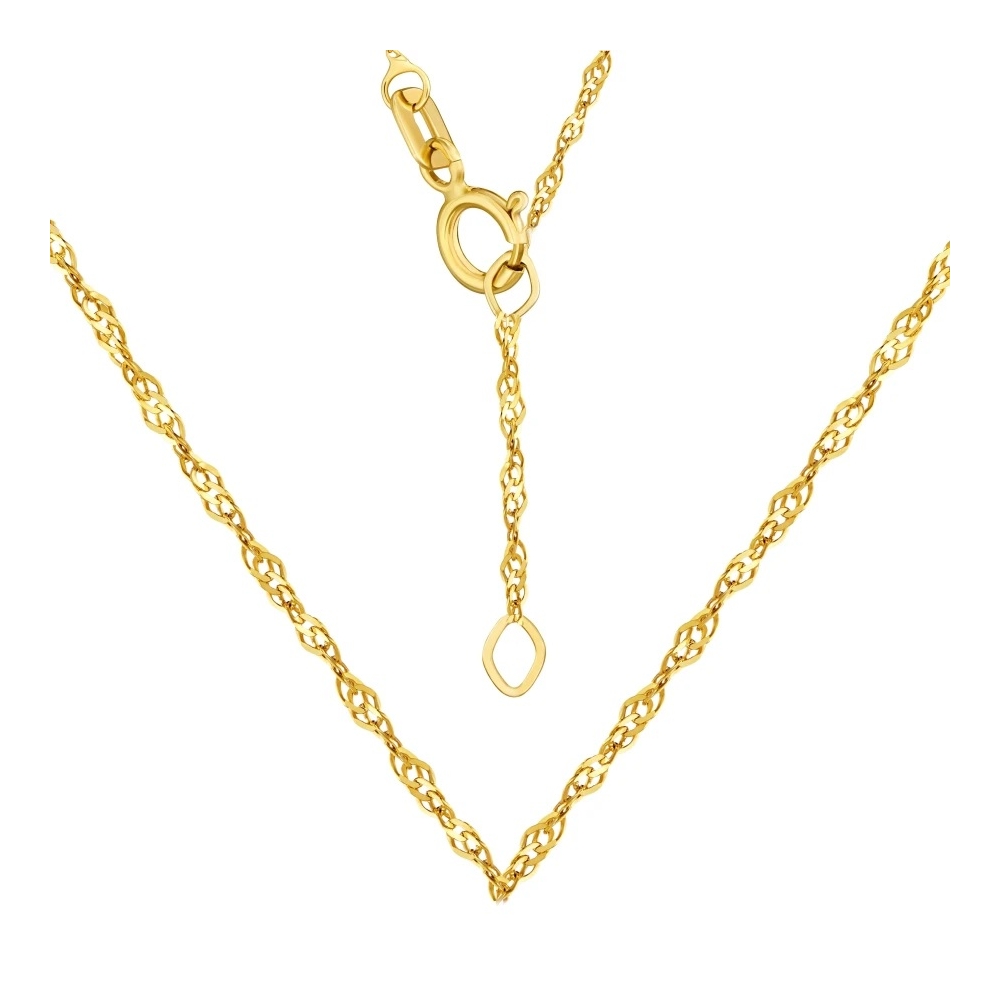 Srebrny łańcuszek złocony 14k splot Singapur 45cm