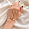 Pozłacana 14k bransoletka z błękitnym kamieniem i perłą | ERgold