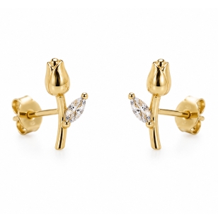 Zarte Goldene Ohrringe mit Zirkonia K3.2347 | ergold