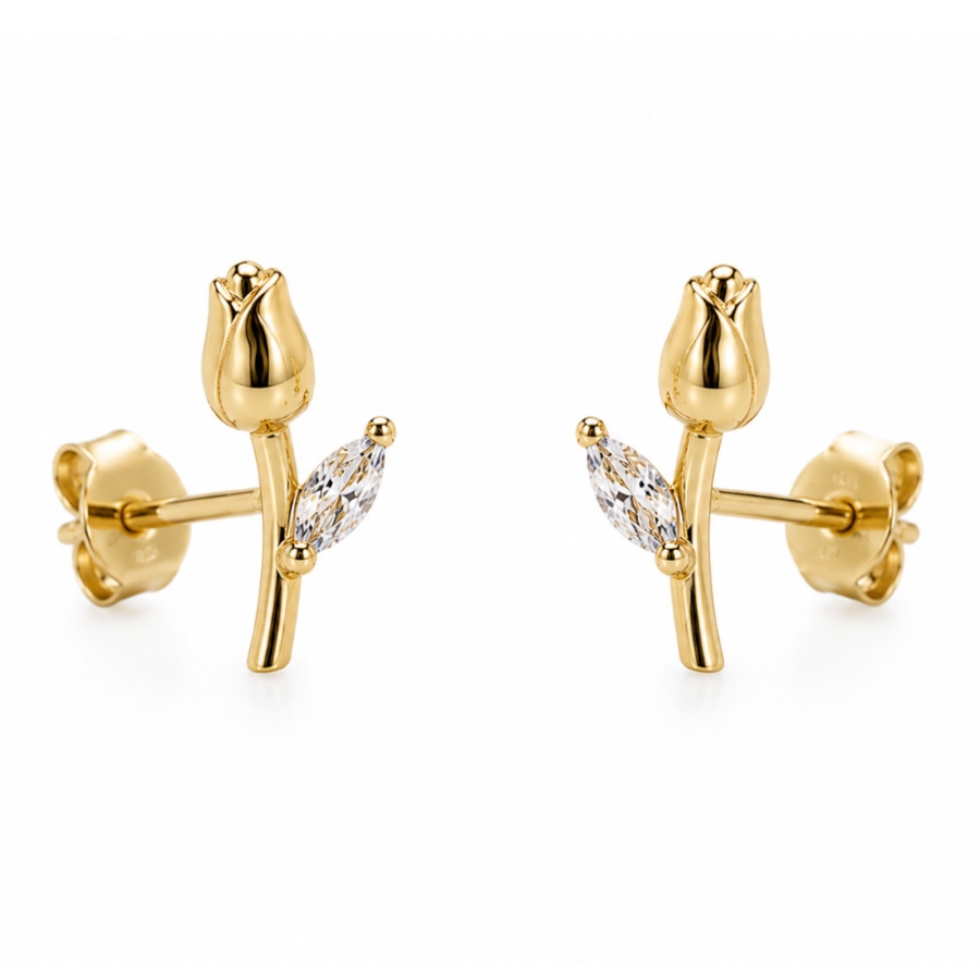 Zarte Goldene Ohrringe mit Zirkonia K3.2347 | ergold
