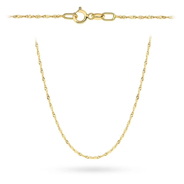 Łańcuszek złoty 585- 50 cm+ zawieszka dwa serca 585