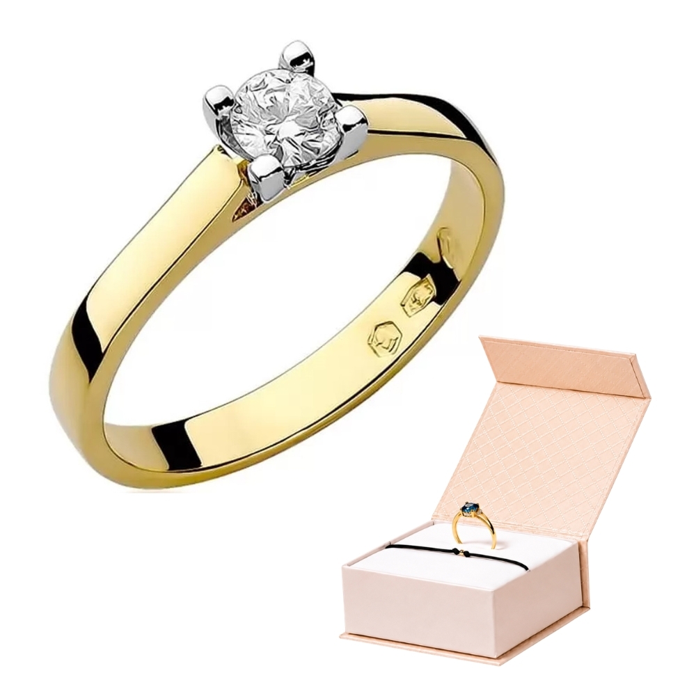 Złoty Pierścionek 585 z diamentem brylant 0,25ct