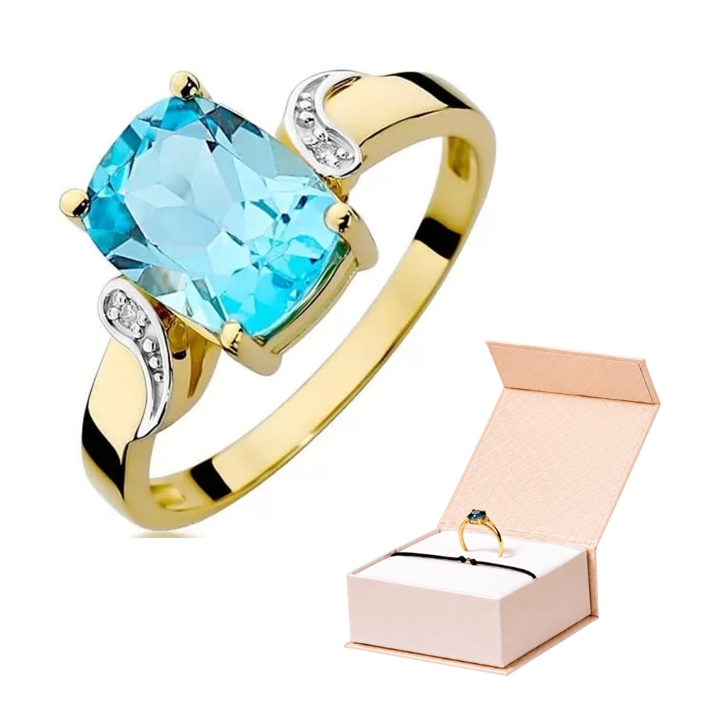Złoty Pierścionek 585 z diamentem topaz 2,40ct