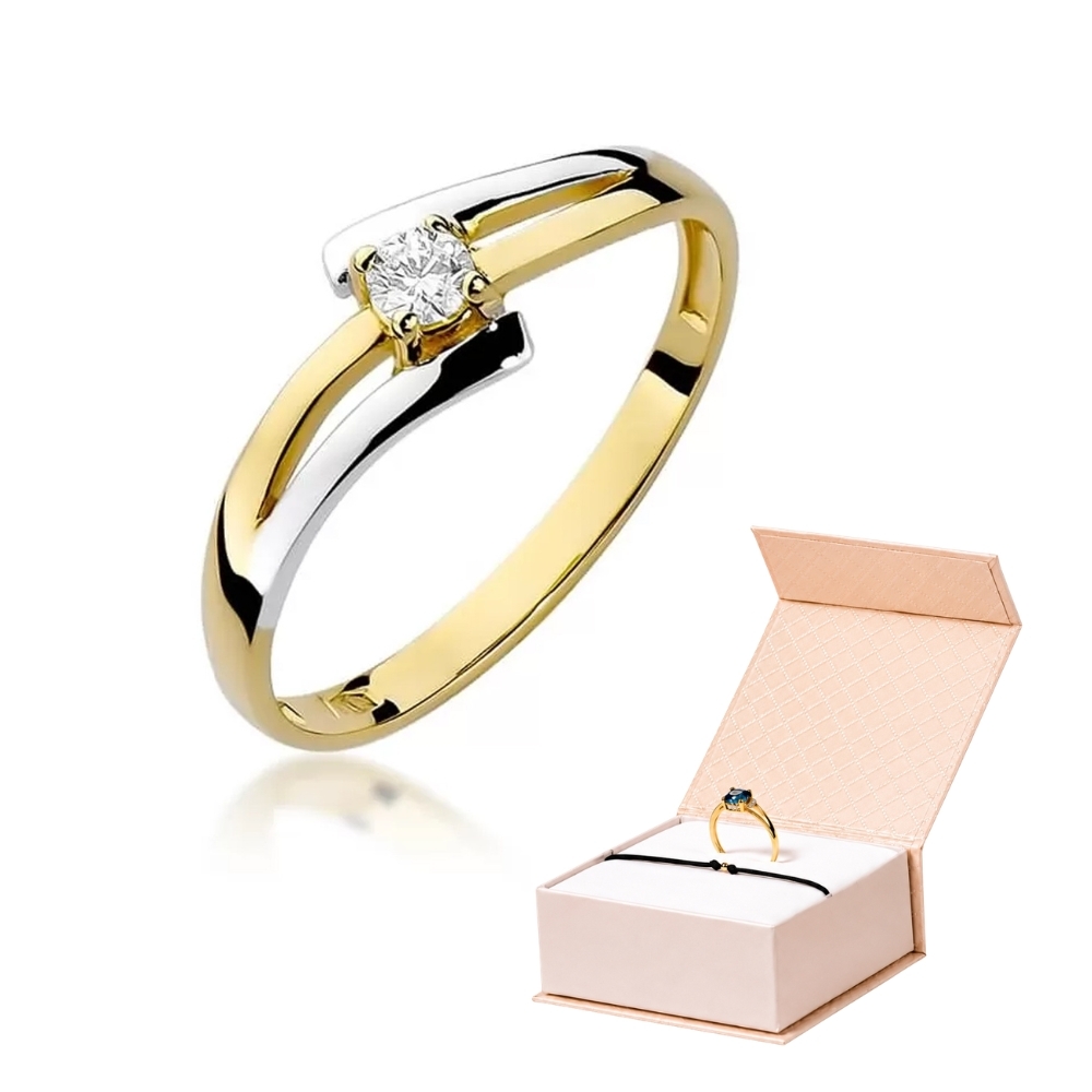 Złoty Pierścionek 585 z diamentem brylant 0,08ct