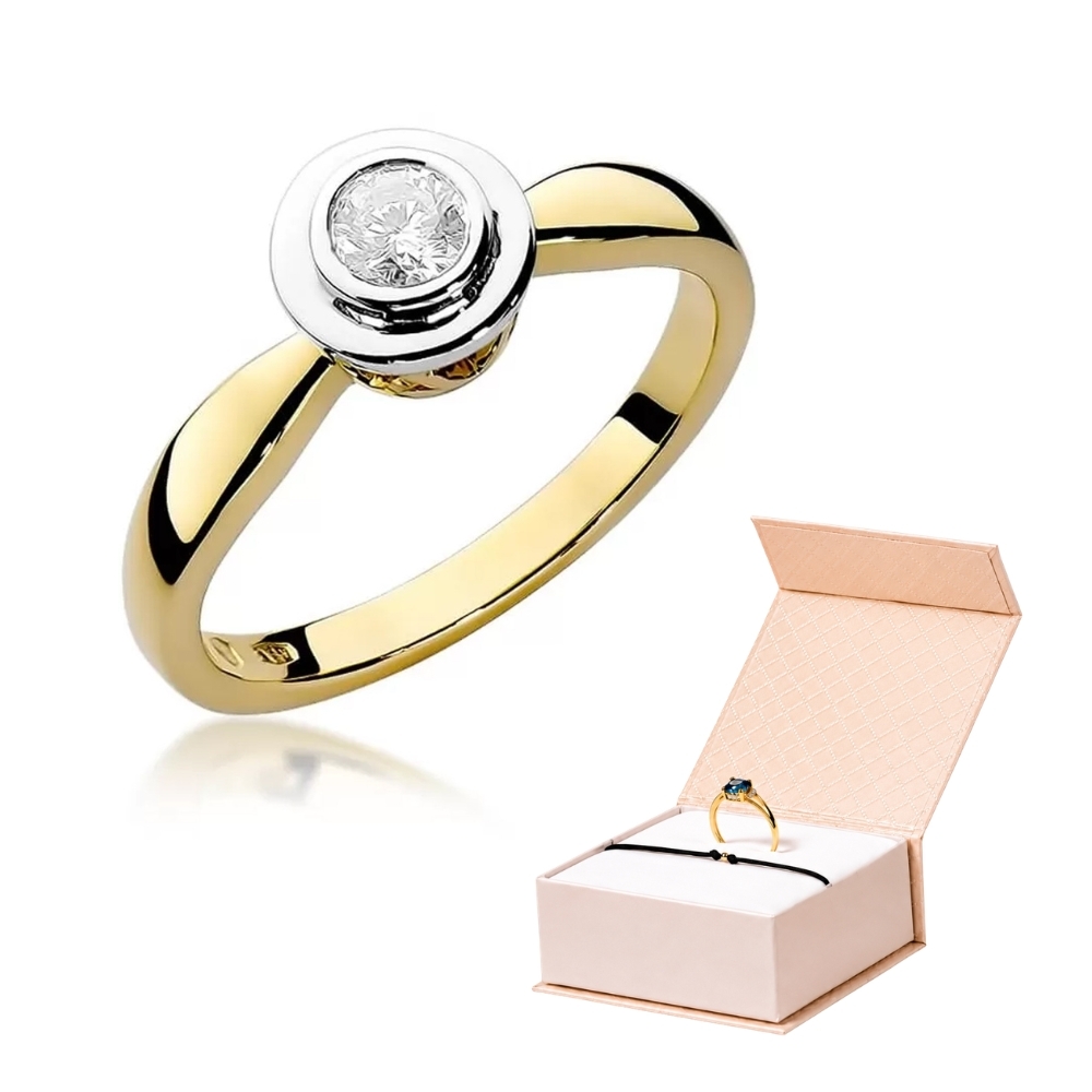 Złoty Pierścionek 585 z diamentem brylant 0,30ct