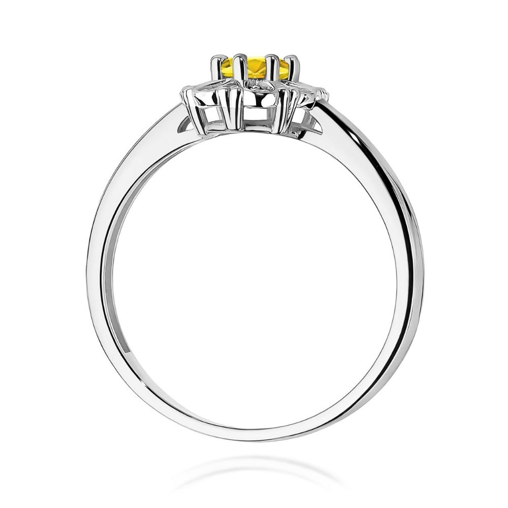 Złoty Pierścionek 375 z Żółtym Diamentem Laboratoryjnym 0,569 ct Białe Złoto