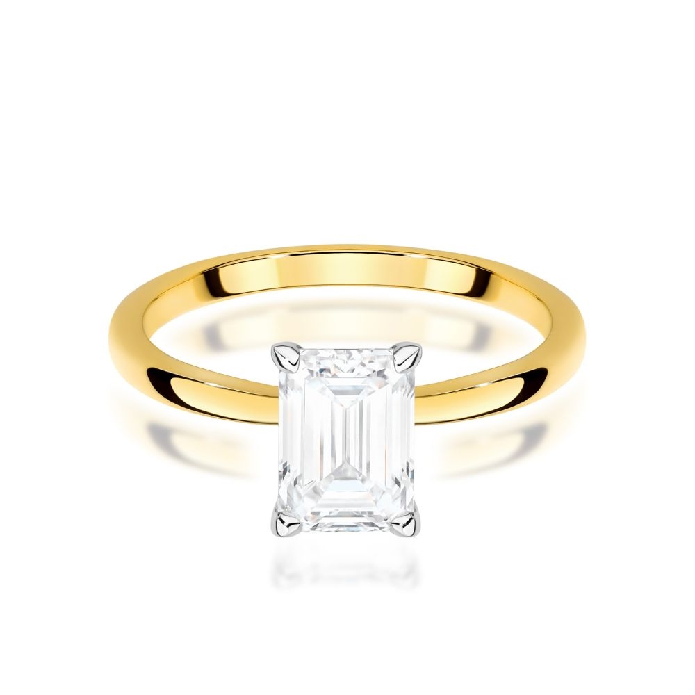 Złoty Pierścionek 375 z Diamentem 1,00 ct Emerald SI1 H