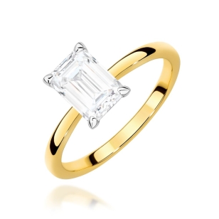 Złoty pierścionek 375 z naturalnym diamentem 1 ct emerald SI1 H