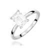 Złoty Pierścionek 375 z Diamentem 1,00 ct Emerald SI1 H Białe Złoto