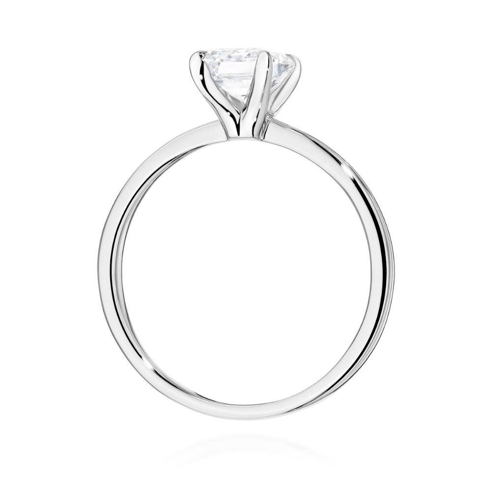 Złoty Pierścionek 375 z Diamentem 1,00 ct Emerald SI1 H Białe Złoto