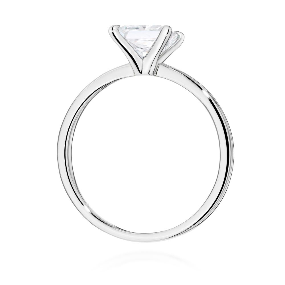 Złoty Pierścionek 375 z Diamentem 1,00 ct Princess SI1 H Białe Złoto