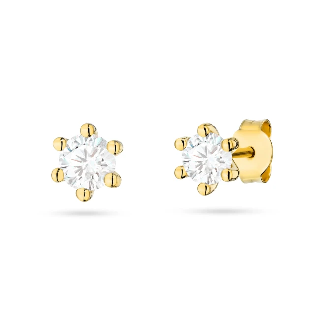 Jeden Złoty Kolczyk  585 z diamentem laboratoryjnym 1 x 0,10ct VS2 F