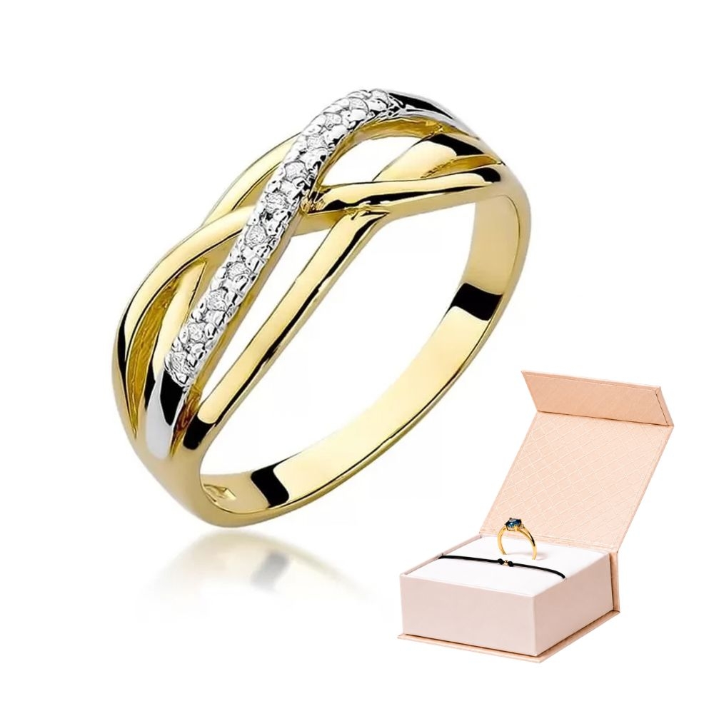 Złoty Pierścionek 585 z diamentem brylant 0,10ct