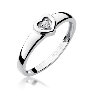 Pierścionek z białego złota 375 z naturalnym diamentem 0,04 ct SI2 H