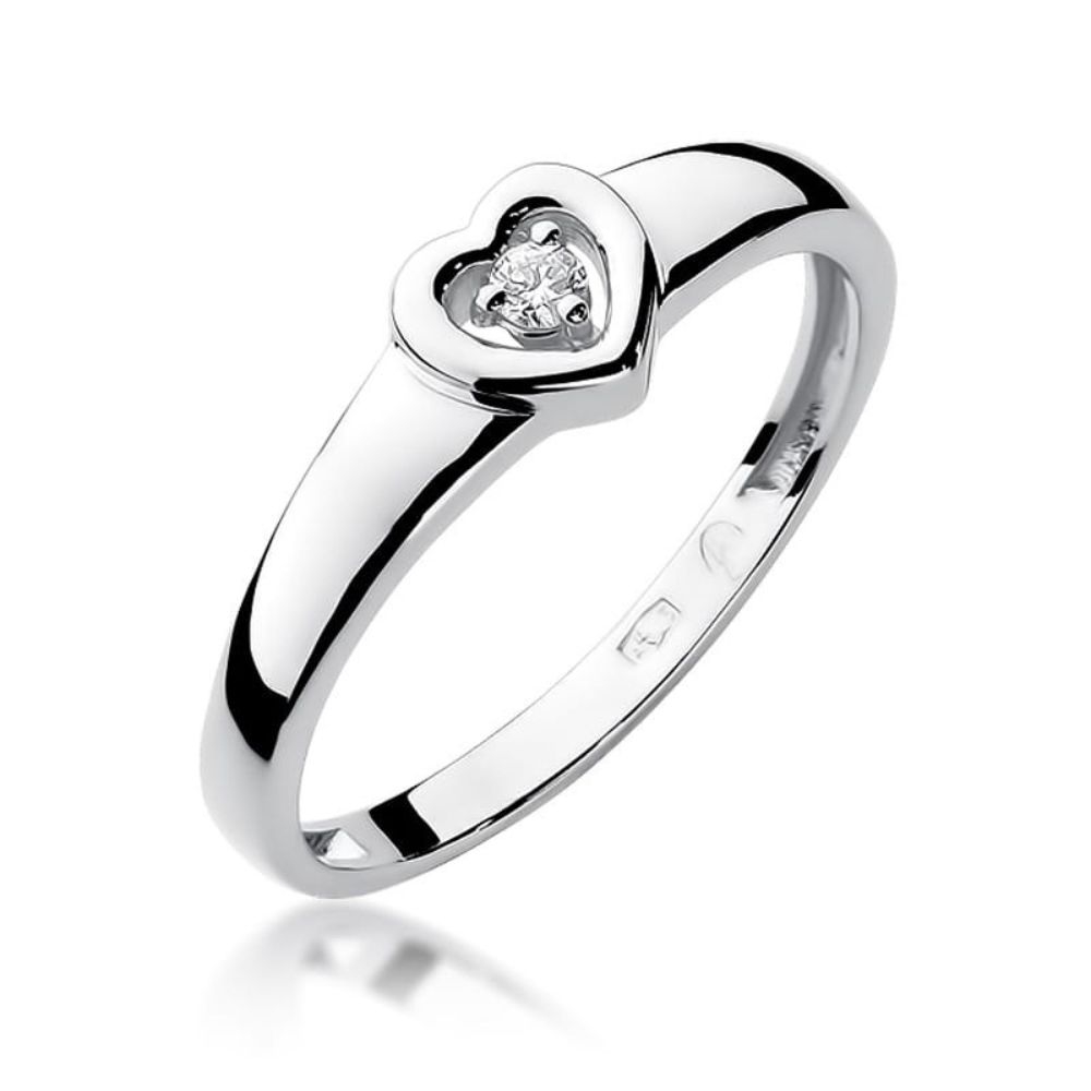 Pierścionek z Białego Złota 375 z Diamentem 0,04 ct SI2 H