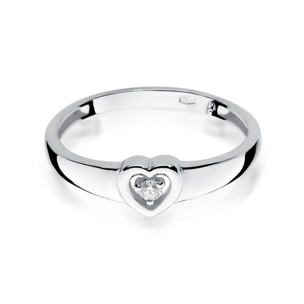 Pierścionek z Białego Złota 375 z Diamentem 0,04 ct SI2 H