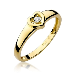 Pierścionek z żółtego złota 375 z naturalnym diamentem 0,04 ct SI2 H