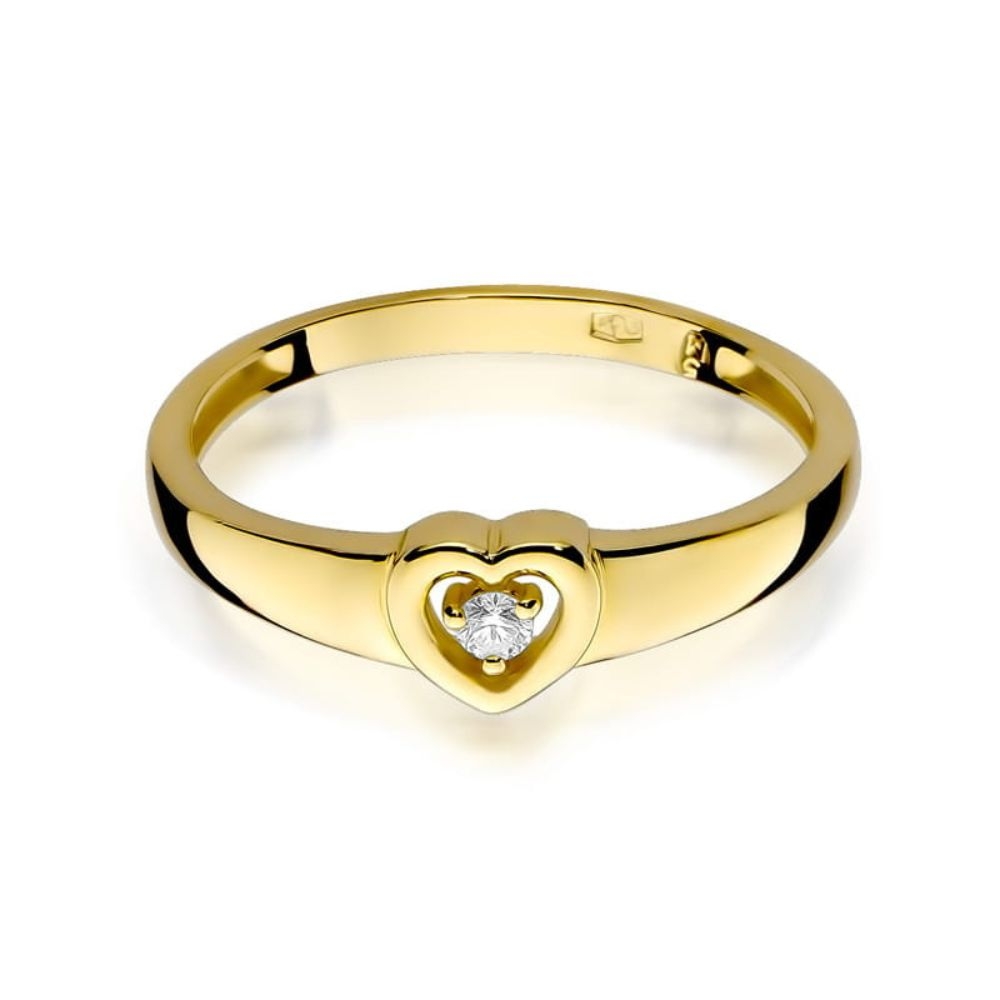 Pierścionek z Żółtego Złota 375 z Diamentem 0,04 ct SI2 H