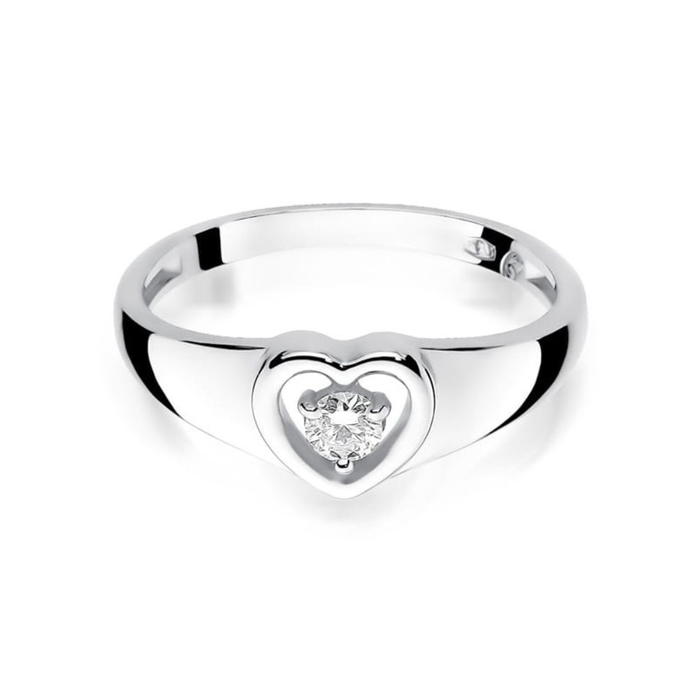 Pierścionek W0001 Diament 0,10ct Białe złoto 375