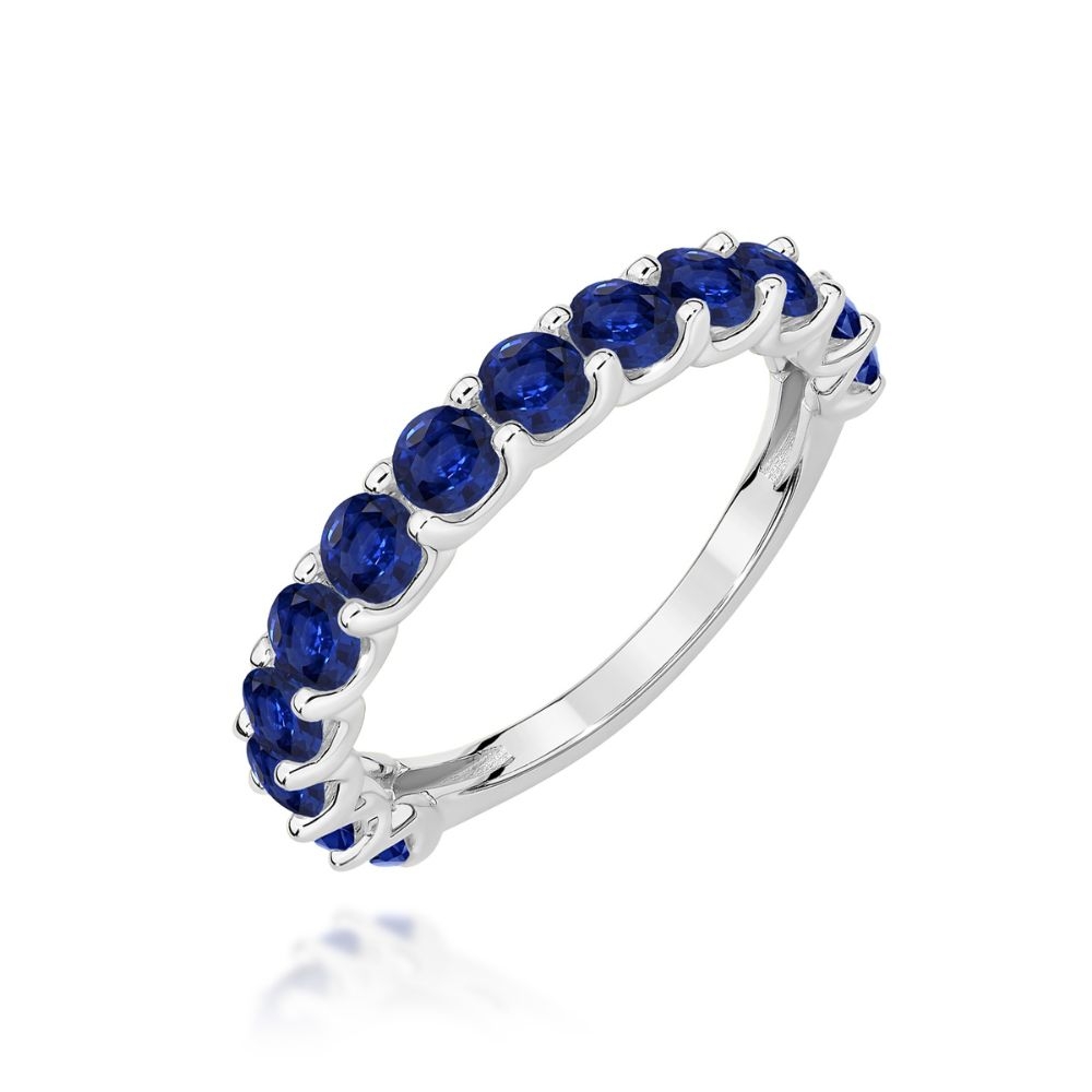 Pierścionek obrączkowy z szafirami 1,95 ct białe złoto 375