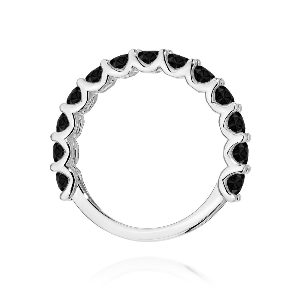 Pierścionek obrączkowy z 13 czarnymi diamentami 1,56 ct białe złoto 585