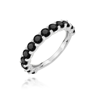 Pierścionek obrączkowy z 13 czarnymi diamentami 1,56 ct wykonany z białego złota próby 585 ERgold