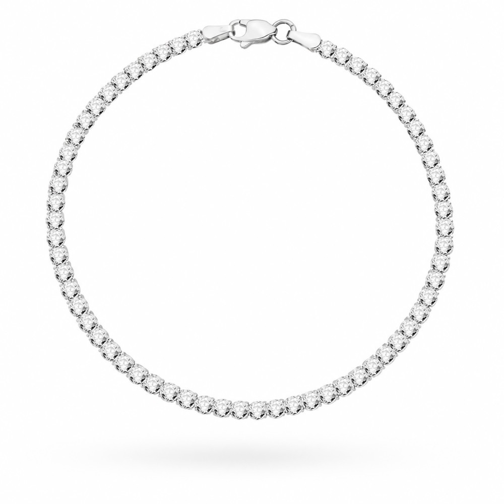 Bransoletka tenisówka w białym złocie z cyrkoniami - 2,7 mm
