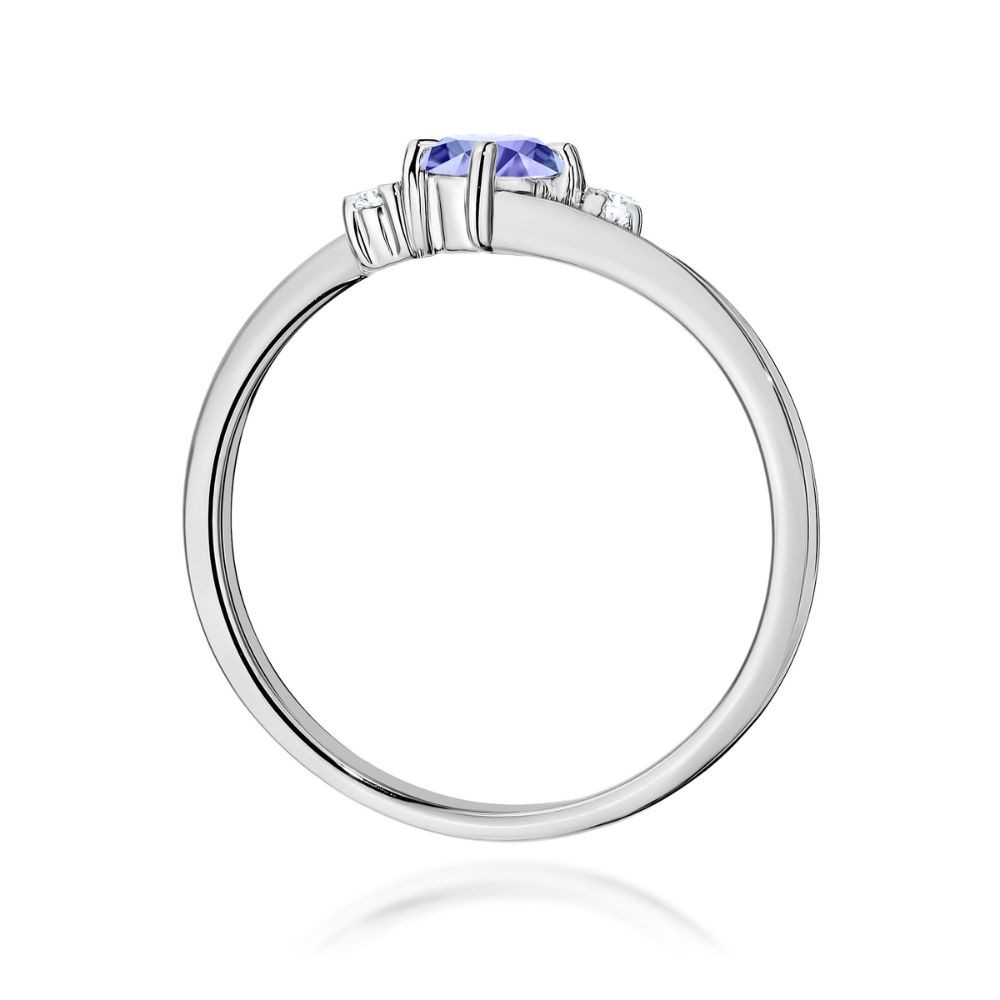 Pierścionek Zaręczynowy z Białego Złota 375 z Tanzanitem 0,35 ct i Diamentami