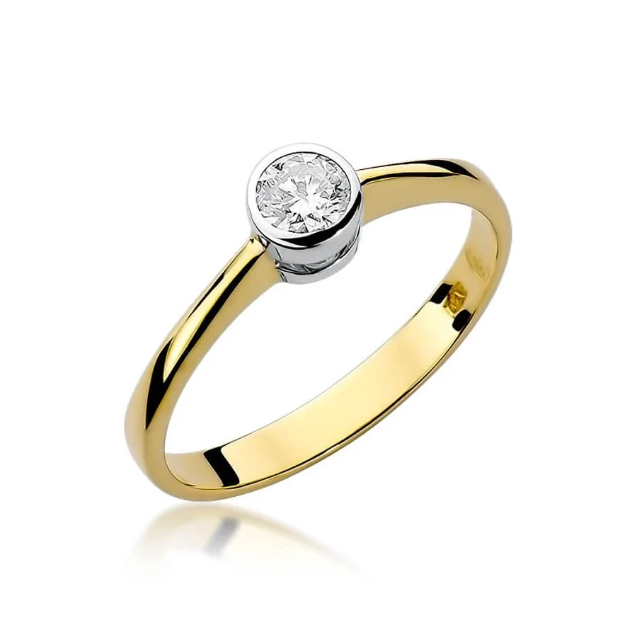 Złoty Pierścionek 585 z diamentem brylant 0,25ct