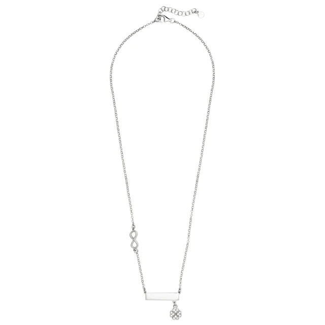 Silber Infinity Halskette und Klee ENGRAVER