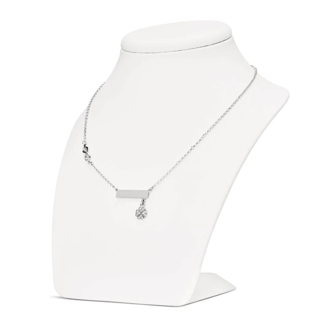 Silber Infinity Halskette und Klee ENGRAVER