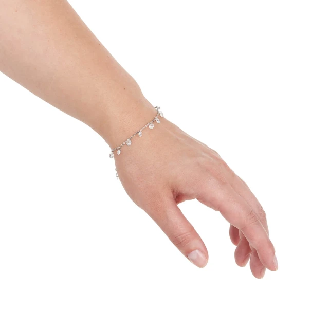 Silbernes Armband mit weißen Steinen