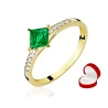 Złoty pierścionek z zieloną Cyrkonią Zaręczynowy
