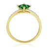 Złoty pierścionek z zieloną Cyrkonią Zaręczynowy