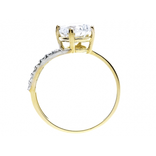 Złoty pierścionek Cyrkonie DUŻY KAMIEŃ zaręczynowy