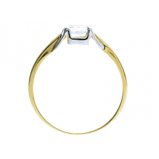 Złoty pierścionek zaręczynowy 333 klasyczny wzór białe cyrkonie