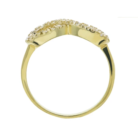Złoty pierścionek nieskończoność z cyrkonii