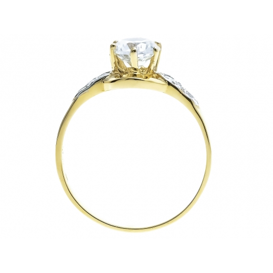 Złoty pierścionek z dużym kamieniem 333 białe cyrkonie