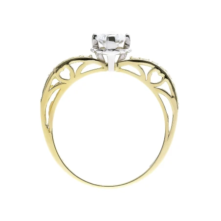 Zaręczynowy pierścionek złoty ażurowy z cyrkonią