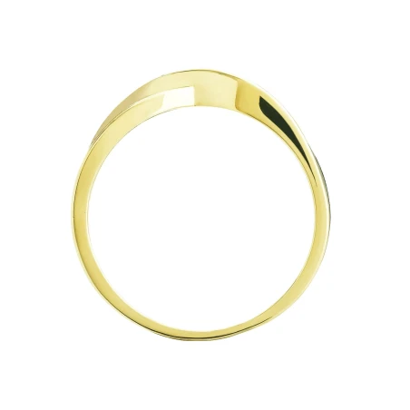 Pierścionek złoty przeplatany wzór cyrkonie