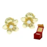 Złote kolczyki kwiatki 333 z białą cyrkonią